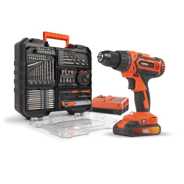 Powerplus Dual Power POWDP15300 Aku bušilica / odvijač 20V – 40 Nm + baterija, punjač i 78 dodataka