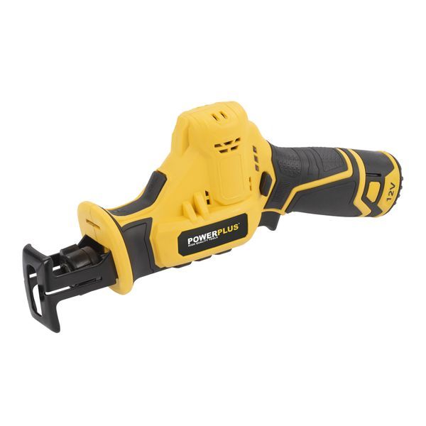Powerplus POWX0398 Aku sabljasta testera 12V sa držačem grana – 2 baterije + punjač