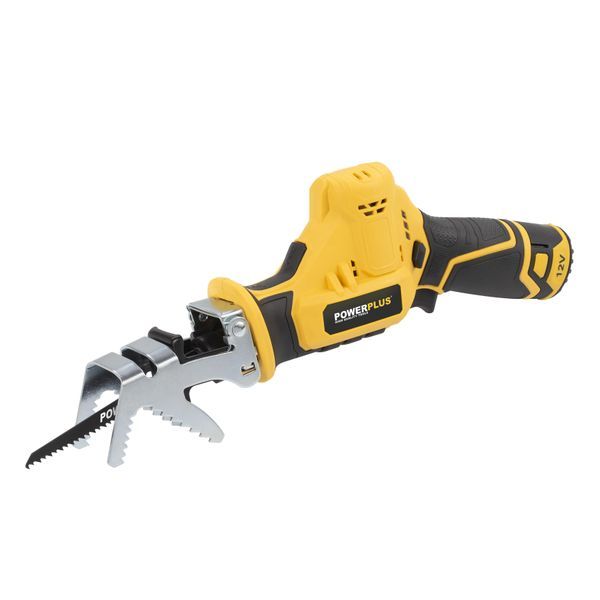 Powerplus POWX0398 Aku sabljasta testera 12V sa držačem grana – 2 baterije + punjač