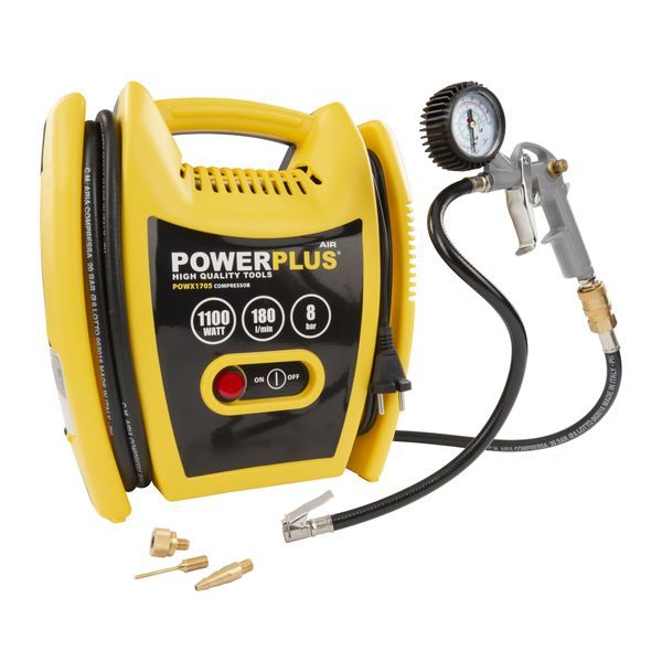 Powerplus POWX1705 Kompresor bez ulja 1100W – 8 bar + 6 dodataka